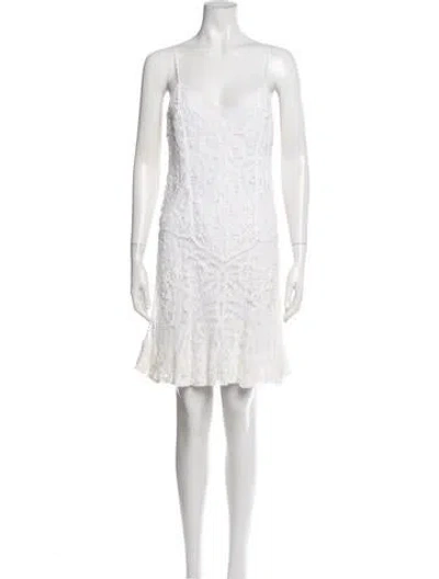Pre-owned Polo Ralph Lauren Lace Pattern Mini Dress In Neutrals