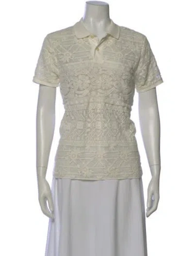 Pre-owned Polo Ralph Lauren Lace Pattern Short Sleeve Polo In Gray