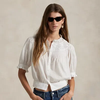 Polo Ralph Lauren Lace-trim Cotton Voile Top In White