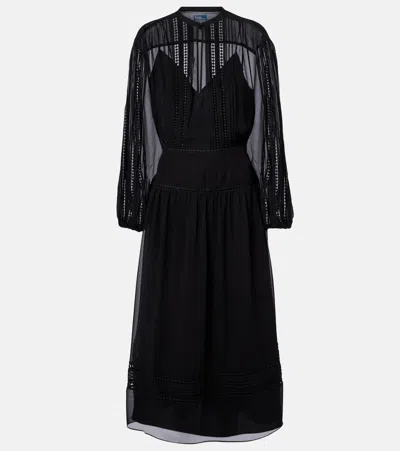 Polo Ralph Lauren Lace-trimmed Georgette Midi Dress In Black