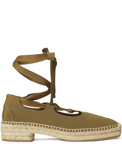 Polo Ralph Lauren Lace-up Heeled Espadrille In Brown