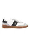 Polo Ralph Lauren Heritage Aera Suede Sneakers In White/black/soft Grey