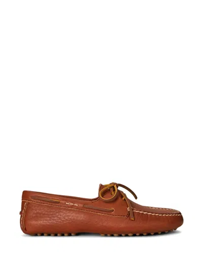 Polo Ralph Lauren Laces Leather Loafers In Blue