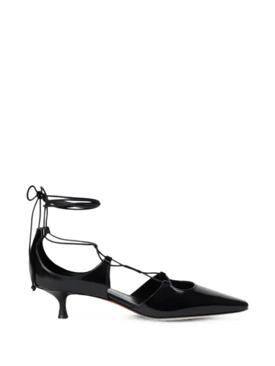Polo Ralph Lauren Lace-up Pointed-toe Pumps In Black