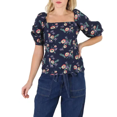 Polo Ralph Lauren Ladies Floral Print Linen Puff Sleeve Blouse