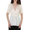 Polo Ralph Lauren Ladies Joclyn Pleat Satin Top In Neutral