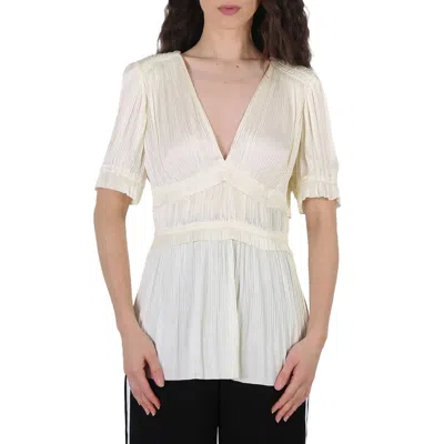 Polo Ralph Lauren Ladies Joclyn Pleat Satin Top In Neutral