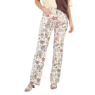 Polo Ralph Lauren Ladies Stretch-cotton Floral Print Jenn Flare Jean In Neutral
