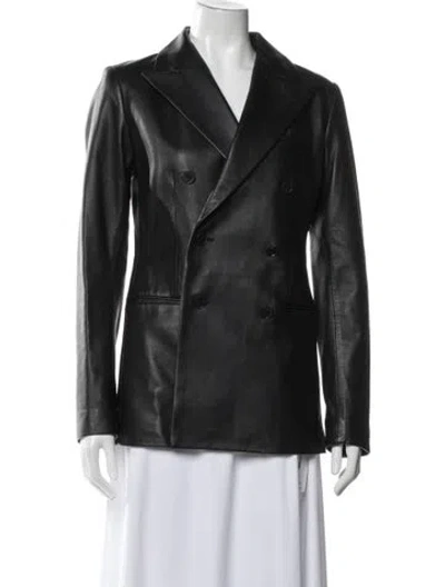 Pre-owned Polo Ralph Lauren Lamb Leather Blazer In Black