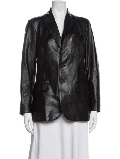 Pre-owned Polo Ralph Lauren Lamb Leather Blazer In Black