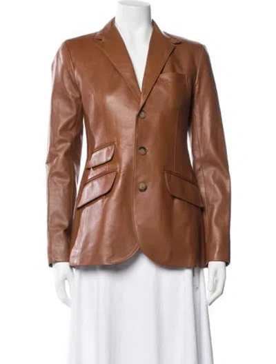 Pre-owned Polo Ralph Lauren Lamb Leather Blazer In Brown