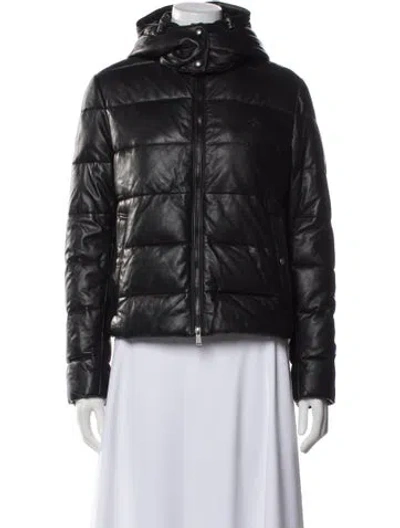 Pre-owned Polo Ralph Lauren Lamb Leather Down Jacket In Black