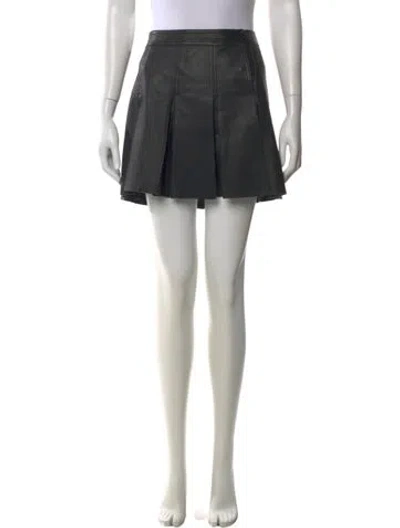 Pre-owned Polo Ralph Lauren Lamb Leather Mini Skirt In Black