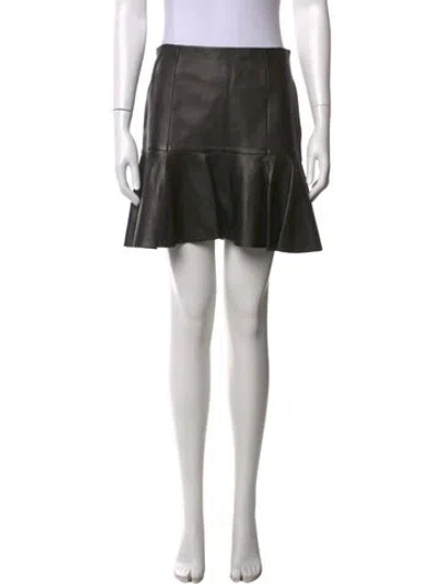 Pre-owned Polo Ralph Lauren Lamb Leather Mini Skirt In Black