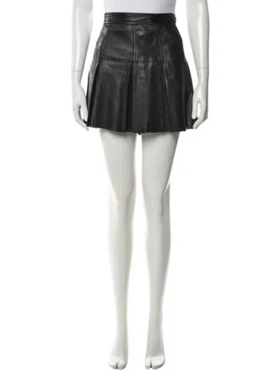 Pre-owned Polo Ralph Lauren Lamb Leather Mini Skirt In Black