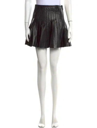 Pre-owned Polo Ralph Lauren Lamb Leather Mini Skirt In Black