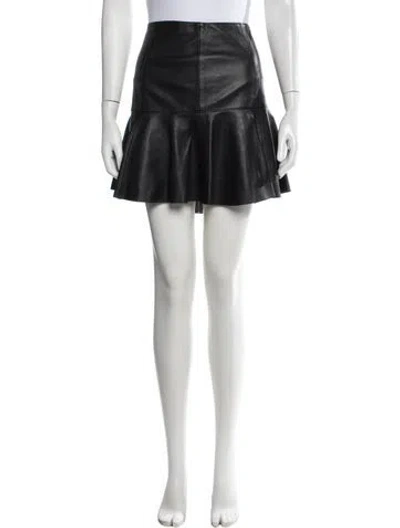 Pre-owned Polo Ralph Lauren Lamb Leather Mini Skirt In Black