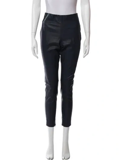 Pre-owned Polo Ralph Lauren Lamb Leather Skinny Leg Pants In Blue