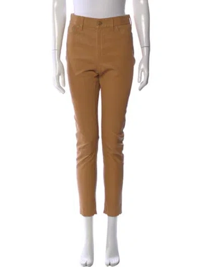Pre-owned Polo Ralph Lauren Lamb Leather Skinny Leg Pants In Neutral