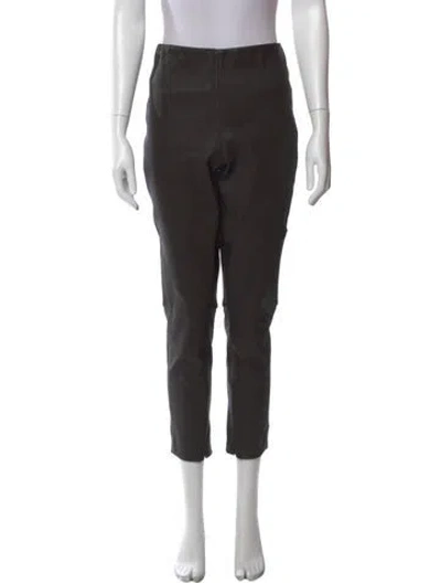 Pre-owned Polo Ralph Lauren Lamb Leather Straight Leg Pants In Black