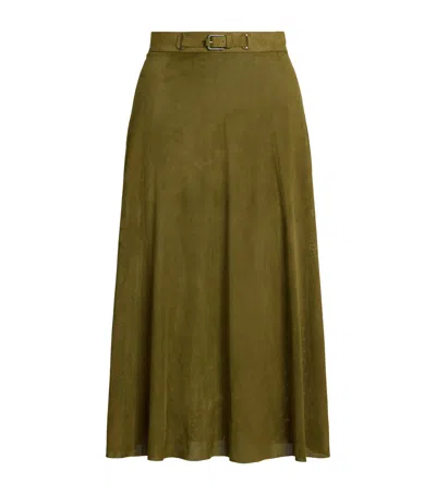 POLO RALPH LAUREN LAMB SUEDE KENSLEY MIDI SKIRT