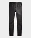 Polo Ralph Lauren Lambskin Leather Five-pocket Slim Pants In Black