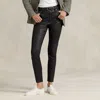 Polo Ralph Lauren Lambskin 5-pocket Super-slim Trouser In Black