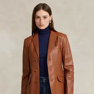 Polo Ralph Lauren Lambskin Hacking Blazer In Brown