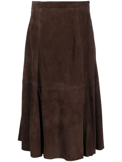 Polo Ralph Lauren Lambskin High-waisted Skirt In 褐色