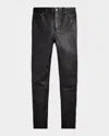 Polo Ralph Lauren Lambskin Leather Five-pocket Slim Pants In Black