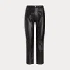 Polo Ralph Lauren Lambskin Relaxed Straight Trouser In Black