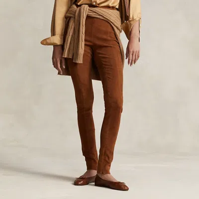 Polo Ralph Lauren Lambskin Suede Legging In Cinnamon