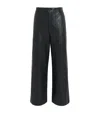 Polo Ralph Lauren Lambskin Wide-leg Trousers In Black