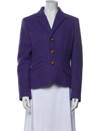 Pre-owned Polo Ralph Lauren Lambswool Blazer In Purple