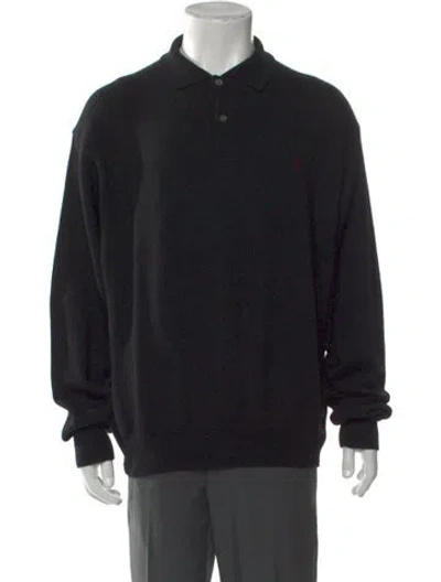 Pre-owned Polo Ralph Lauren Lambswool Collar Polo Sweater In Black