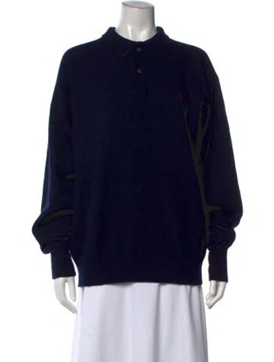Pre-owned Polo Ralph Lauren Lambswool Crew Neck Sweater In Black