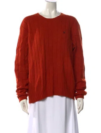 Pre-owned Polo Ralph Lauren Lambswool Crew Neck Sweater In Orange