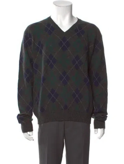 Pre-owned Polo Ralph Lauren Lambswool Plaid Print Cardigan In Black