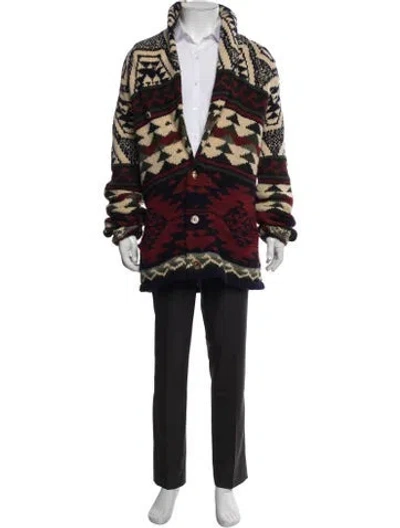 Pre-owned Polo Ralph Lauren Lambswool Printed Cardigan In Multi