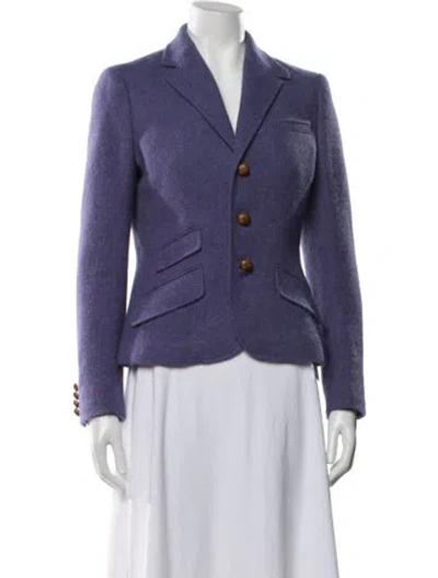 Pre-owned Polo Ralph Lauren Lambswool Tweed Pattern Blazer In Blue
