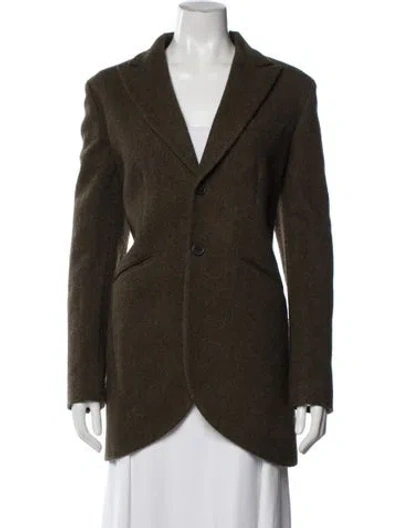 Pre-owned Polo Ralph Lauren Lambswool Tweed Pattern Blazer In Green