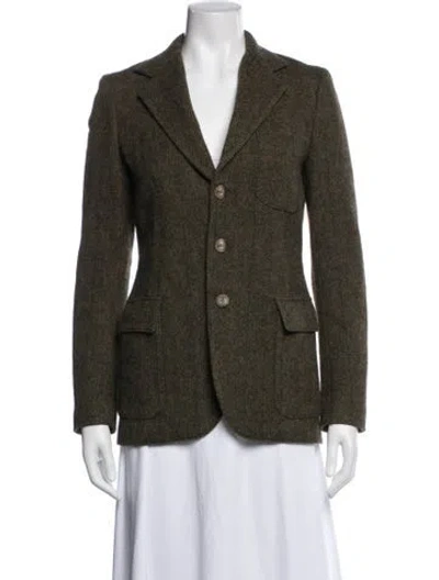 Pre-owned Polo Ralph Lauren Lambswool Tweed Pattern Blazer In Green