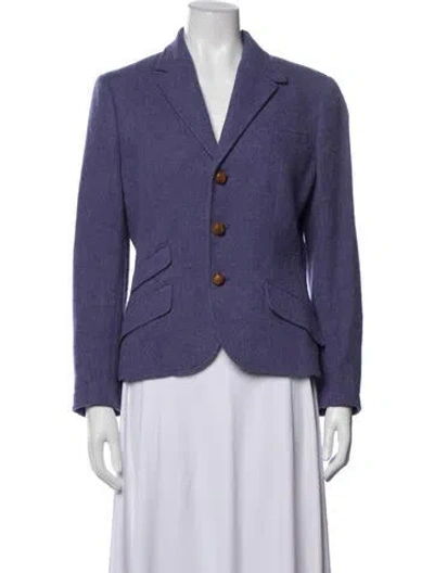 Pre-owned Polo Ralph Lauren Lambswool Tweed Pattern Blazer In Purple