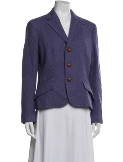 Pre-owned Polo Ralph Lauren Lambswool Tweed Pattern Blazer In Purple