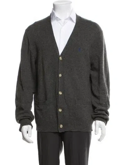 Pre-owned Polo Ralph Lauren Lambswool V-neck Cardigan In Green