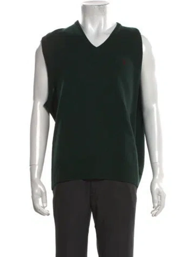 Pre-owned Polo Ralph Lauren Lambswool V-neck Sweater Vest In Black/green