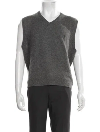 Pre-owned Polo Ralph Lauren Lambswool V-neck Sweater Vest In Grey