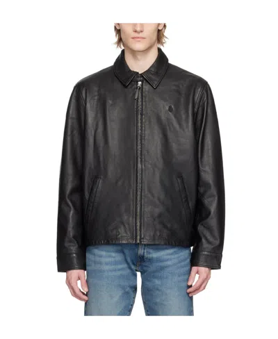 Polo Ralph Lauren Lapel Leather Jacket In Black
