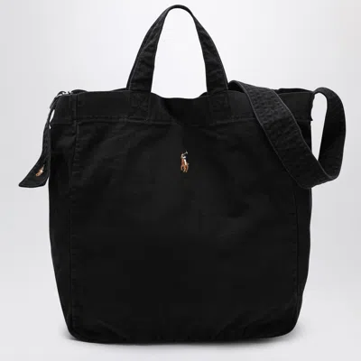 Polo Ralph Lauren Large Black Canvas Tote Bag With Logo