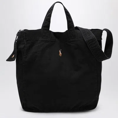 Polo Ralph Lauren Large Black Canvas Tote Bag With Logo